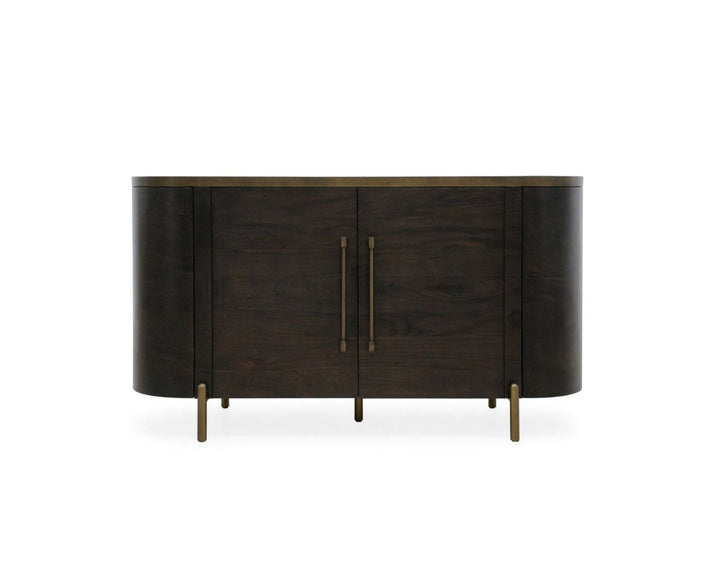 Malibu Curved Sideboard 4 Door with Mirror Top - Destination Interiors