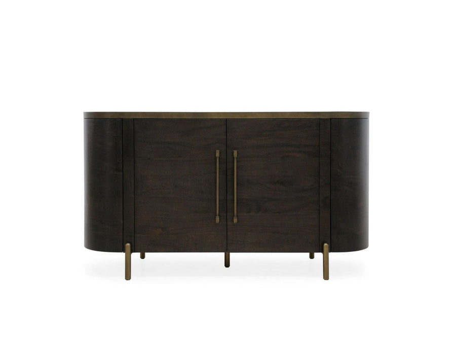 Malibu Curved Sideboard 4 Door with Mirror Top - Destination Interiors