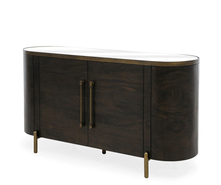 Malibu Curved Sideboard 4 Door with Mirror Top - Destination Interiors