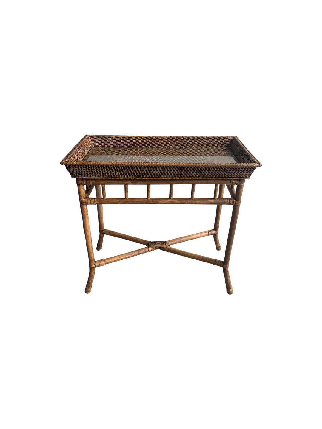 Mandalay Design Console Table w/rattan legs - Destination Interiors