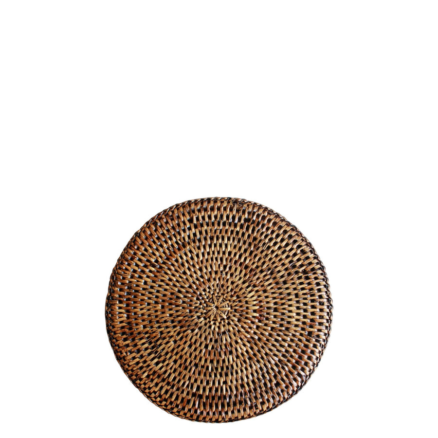 Medium Rattan Round Placemat 28cm Brown - Destination Interiors