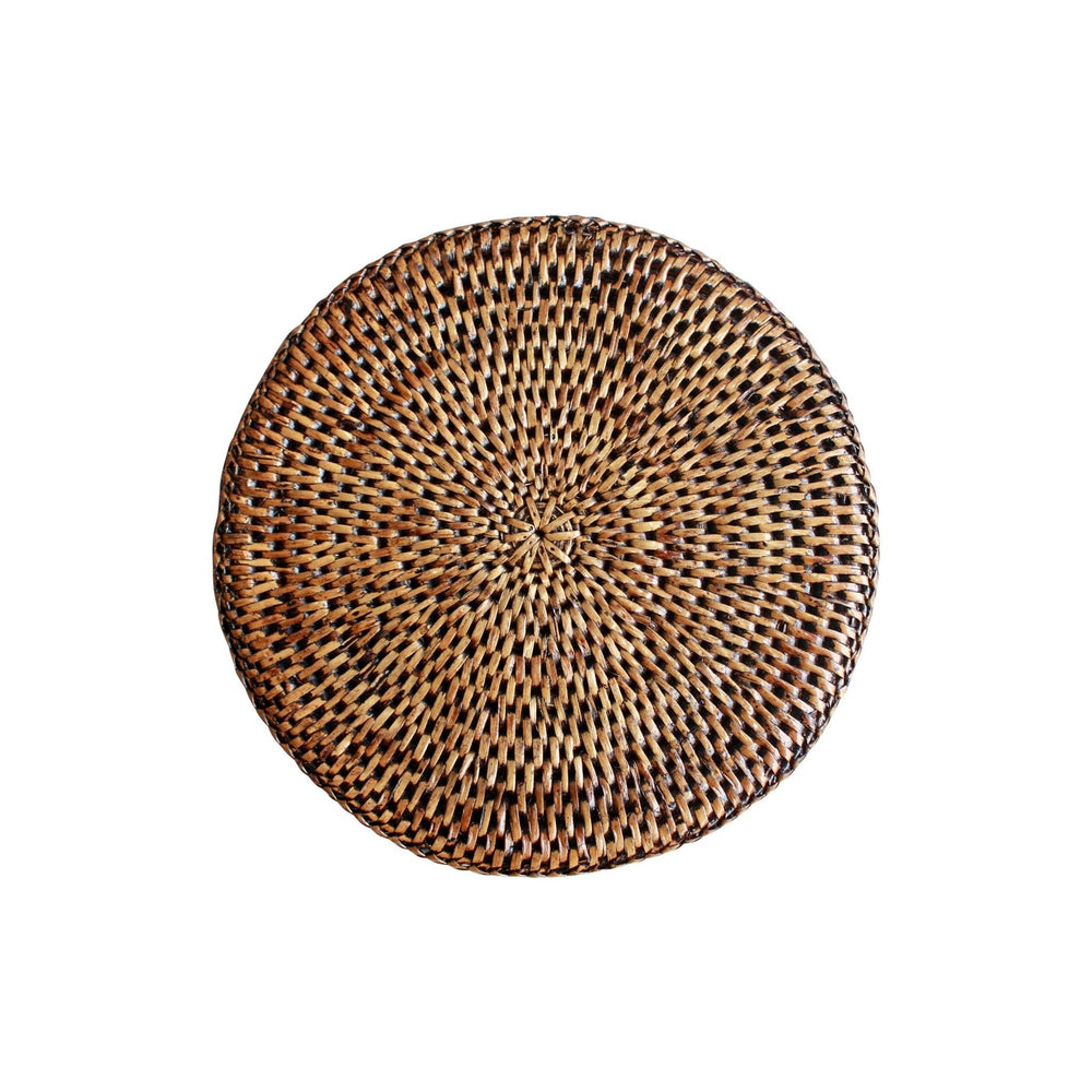 Medium Rattan Round Placemat 28cm Brown - Destination Interiors