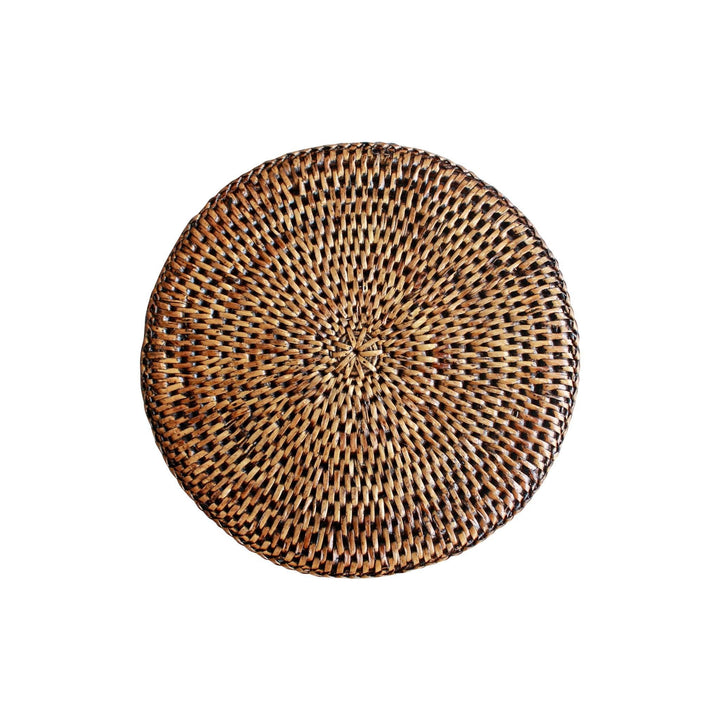Medium Rattan Round Placemat 28cm Brown - Destination Interiors