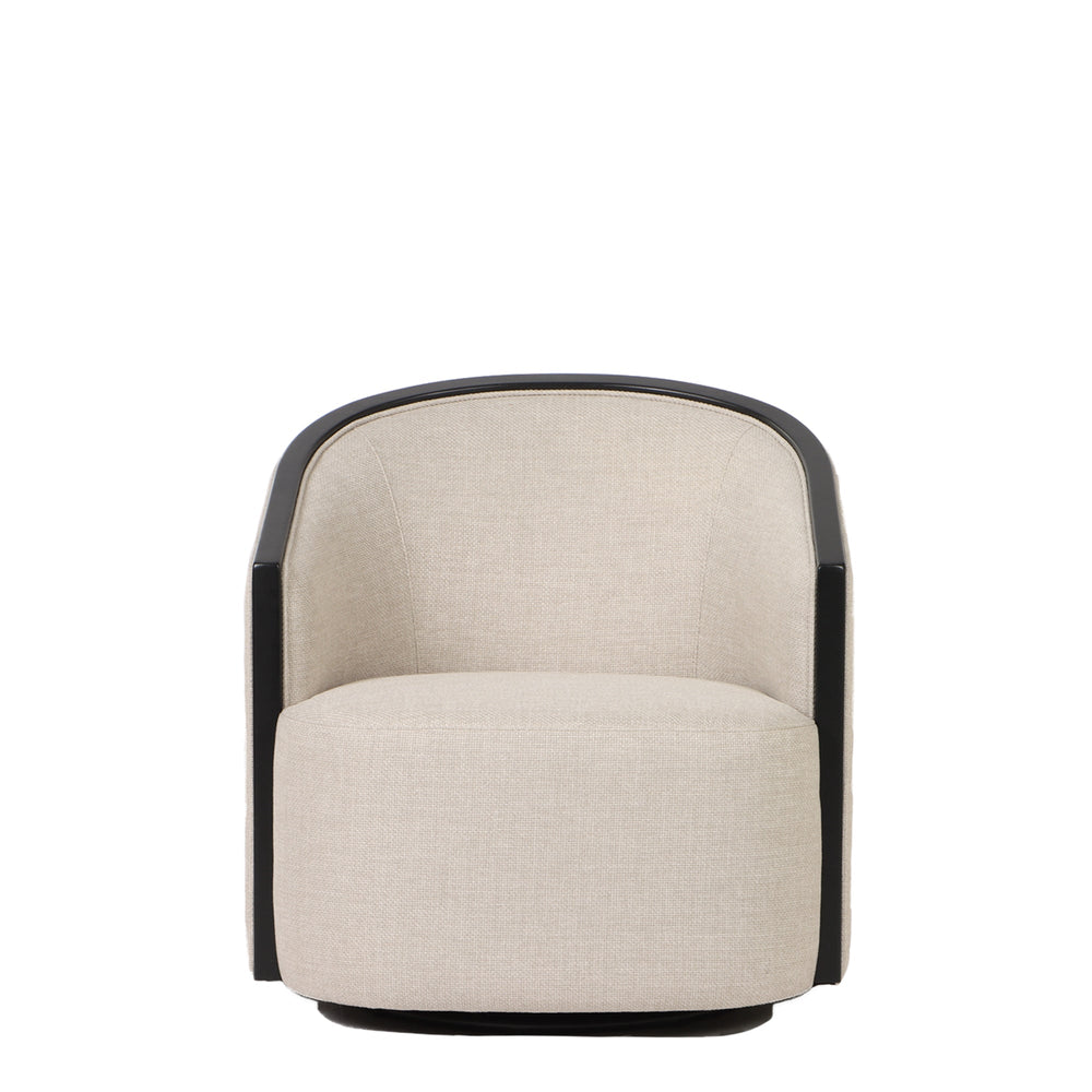 Modena Occasional Swivel Chair - Putty with Black Maple Frame - Destination Interiors