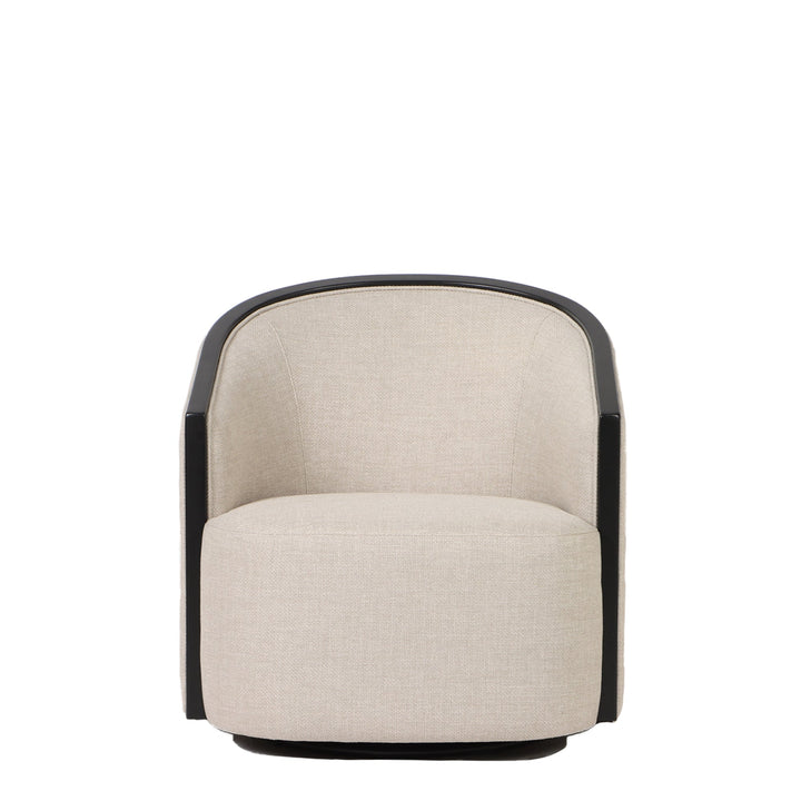 Modena Occasional Swivel Chair - Putty with Black Maple Frame - Destination Interiors