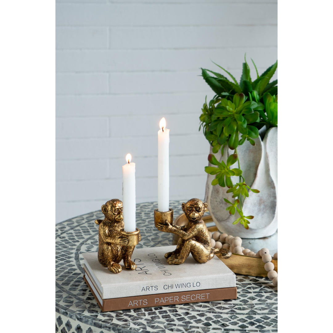 Monkey Taper Candle Holder Tail Down - Destination Interiors