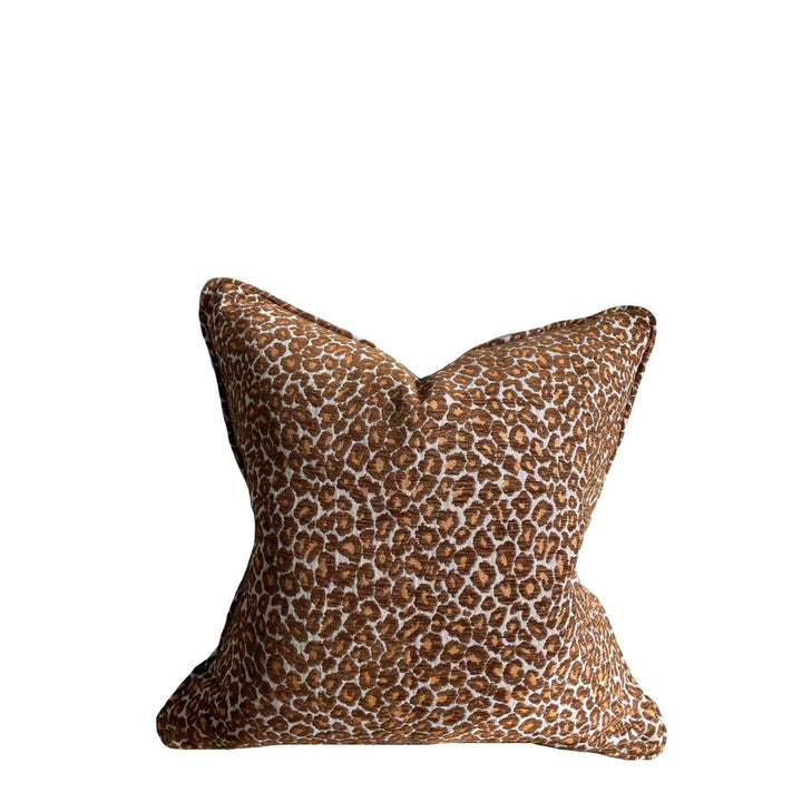 Natural Leopard Design Cushion Cover with Self Piping - Destination Interiors