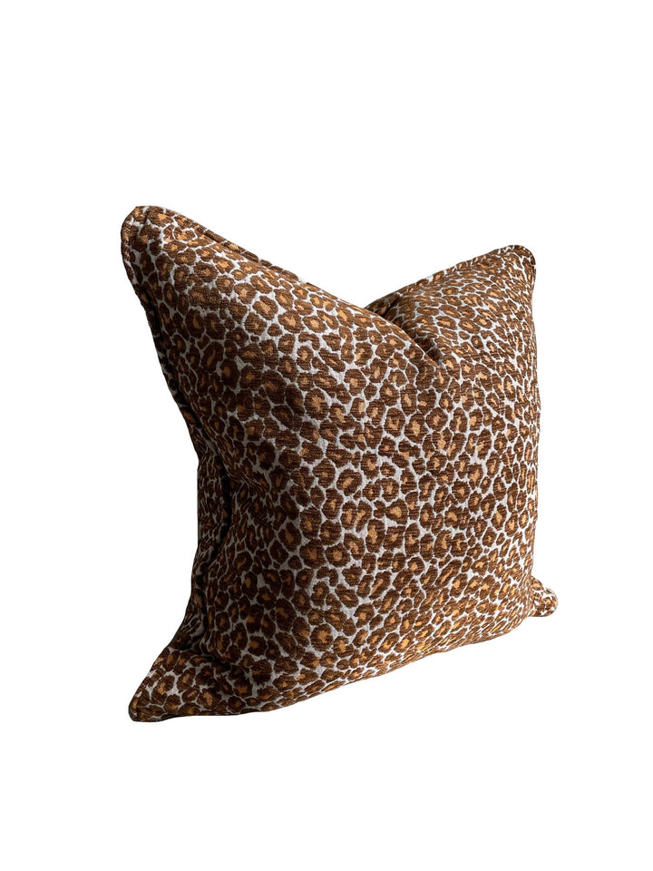 Natural Leopard Design Cushion Cover with Self Piping - Destination Interiors