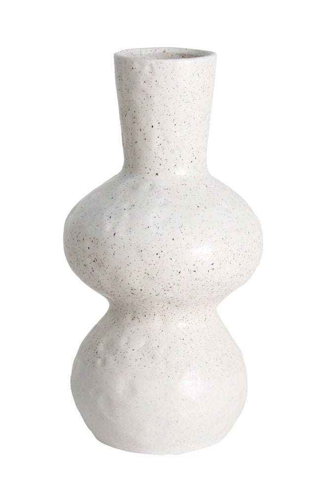 Nisha Curvy Vase Off - White Speckle - Destination Interiors