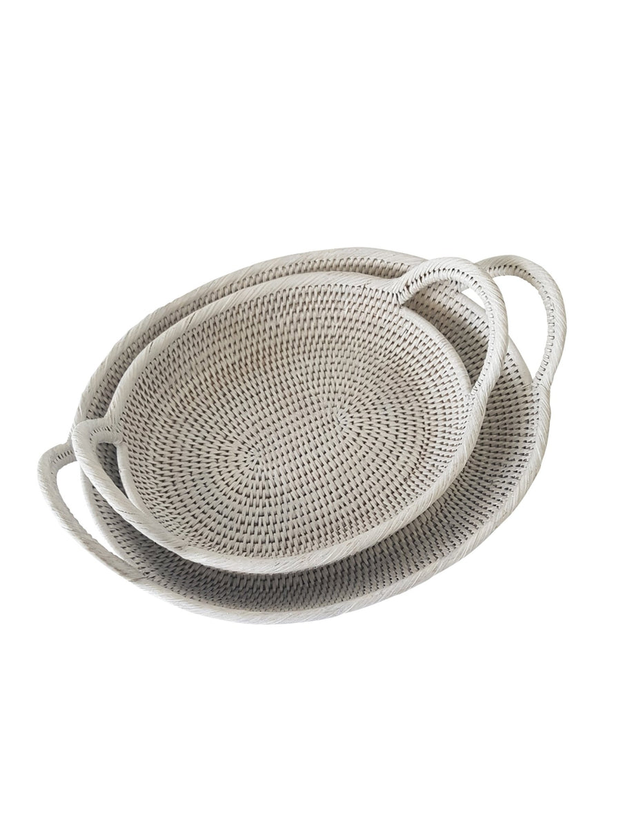 Oval Basket Set/2 with Handles - Destination Interiors