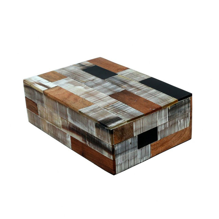 PATCHWORK BONE & WOOD KEEPSAKE BOX SML - Destination Interiors
