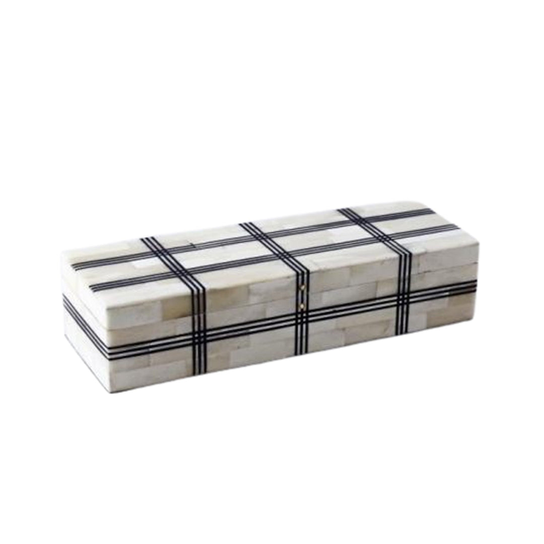PLAID BONE & WOOD KEEPSAKE BOX SML - Destination Interiors