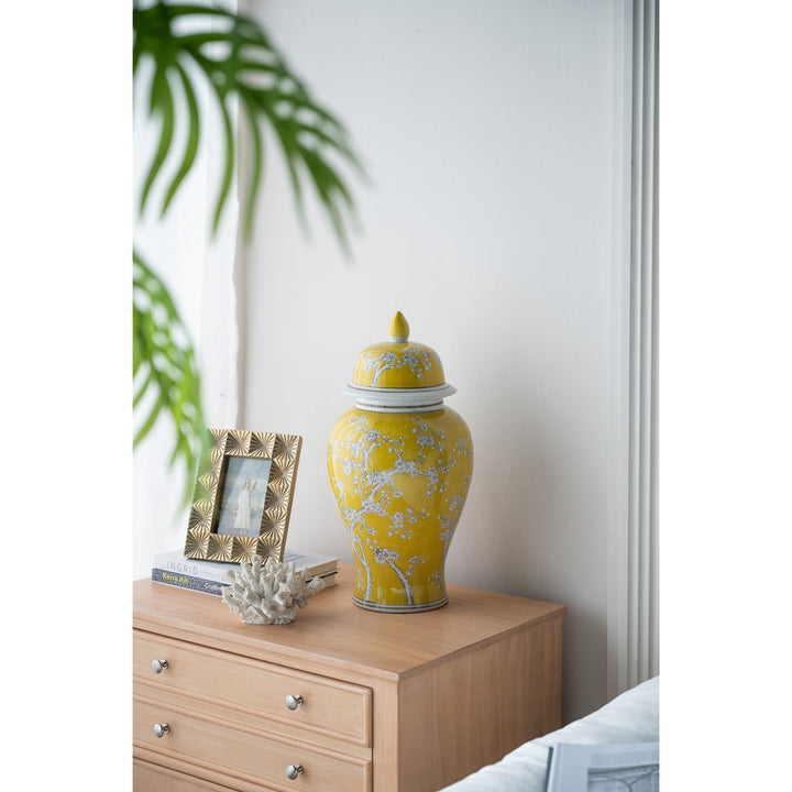 PLUM BLOSSOM GINGER JAR MING YELLOW LGE - PRE ORDER FOR LATE JULY DELIVERY - Destination Interiors