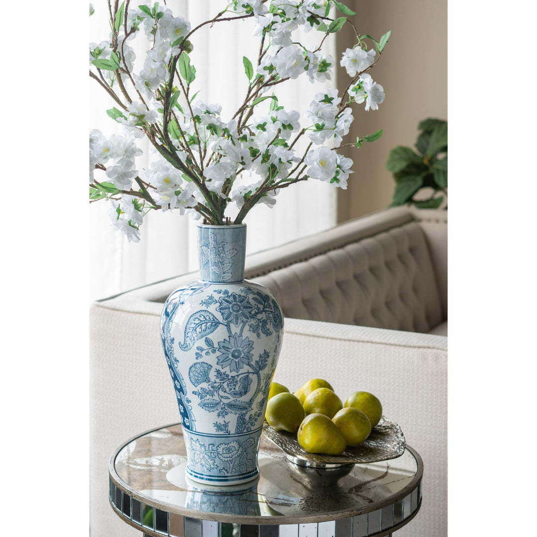 Porcelain Blue & White Fluted Vase - Destination Interiors