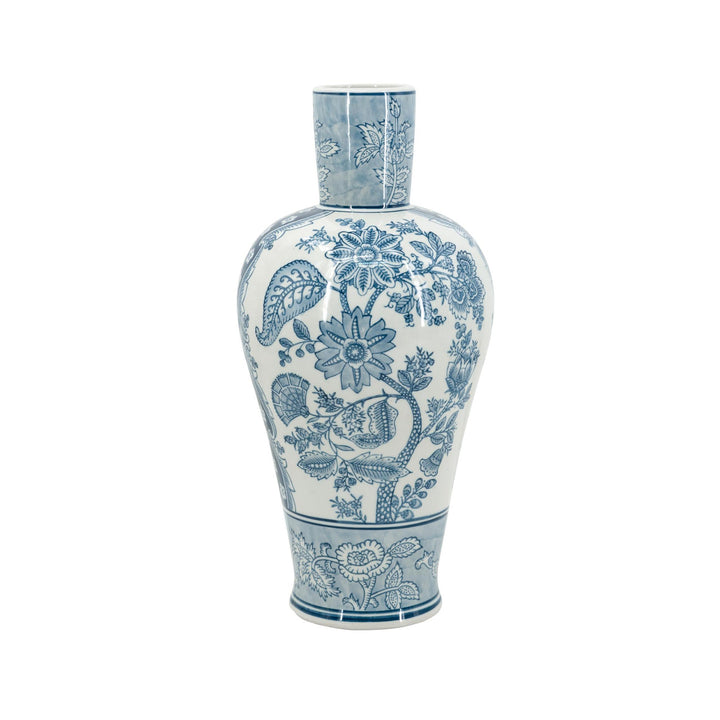 Porcelain Blue & White Fluted Vase - Destination Interiors