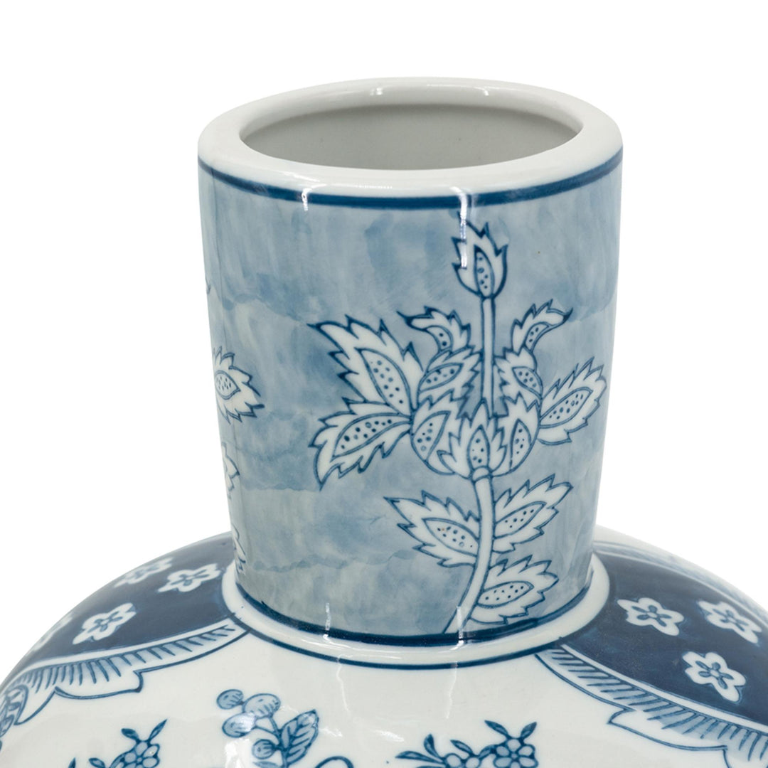 Porcelain Blue & White Fluted Vase - Destination Interiors