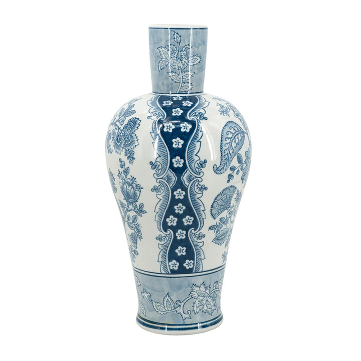 Porcelain Blue & White Fluted Vase - Destination Interiors