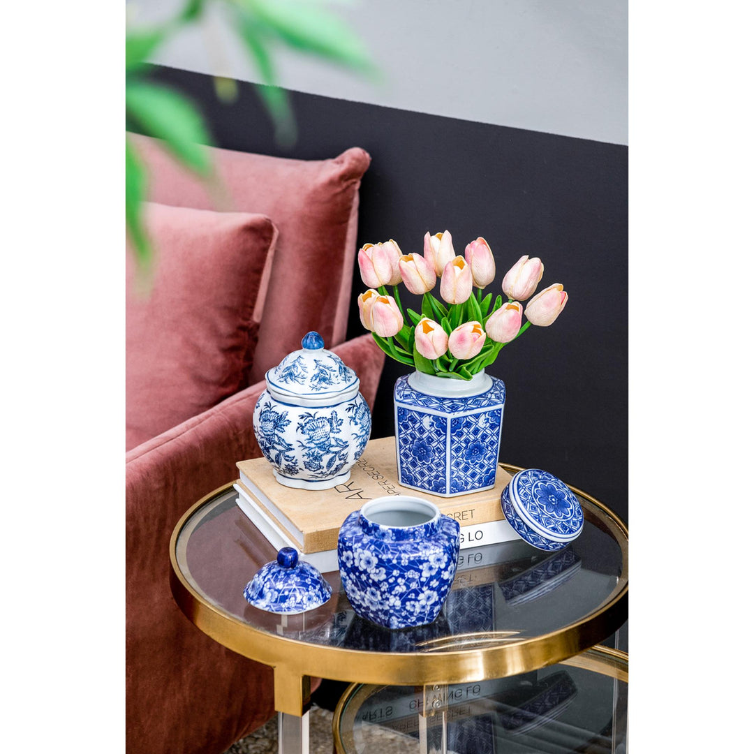 Porcelain Blue & White Jars Set of 3 - Destination Interiors