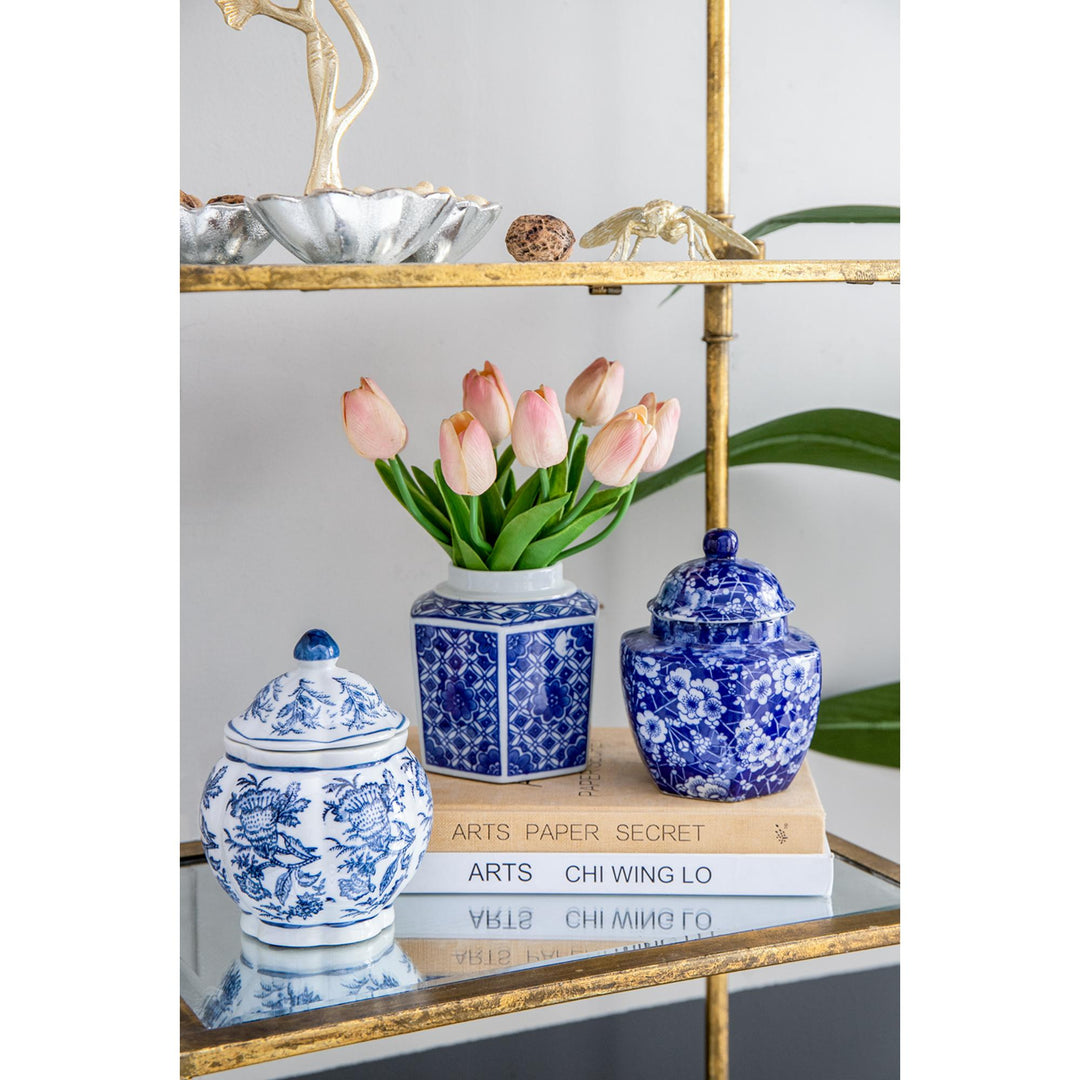 Porcelain Blue & White Jars Set of 3 - Destination Interiors