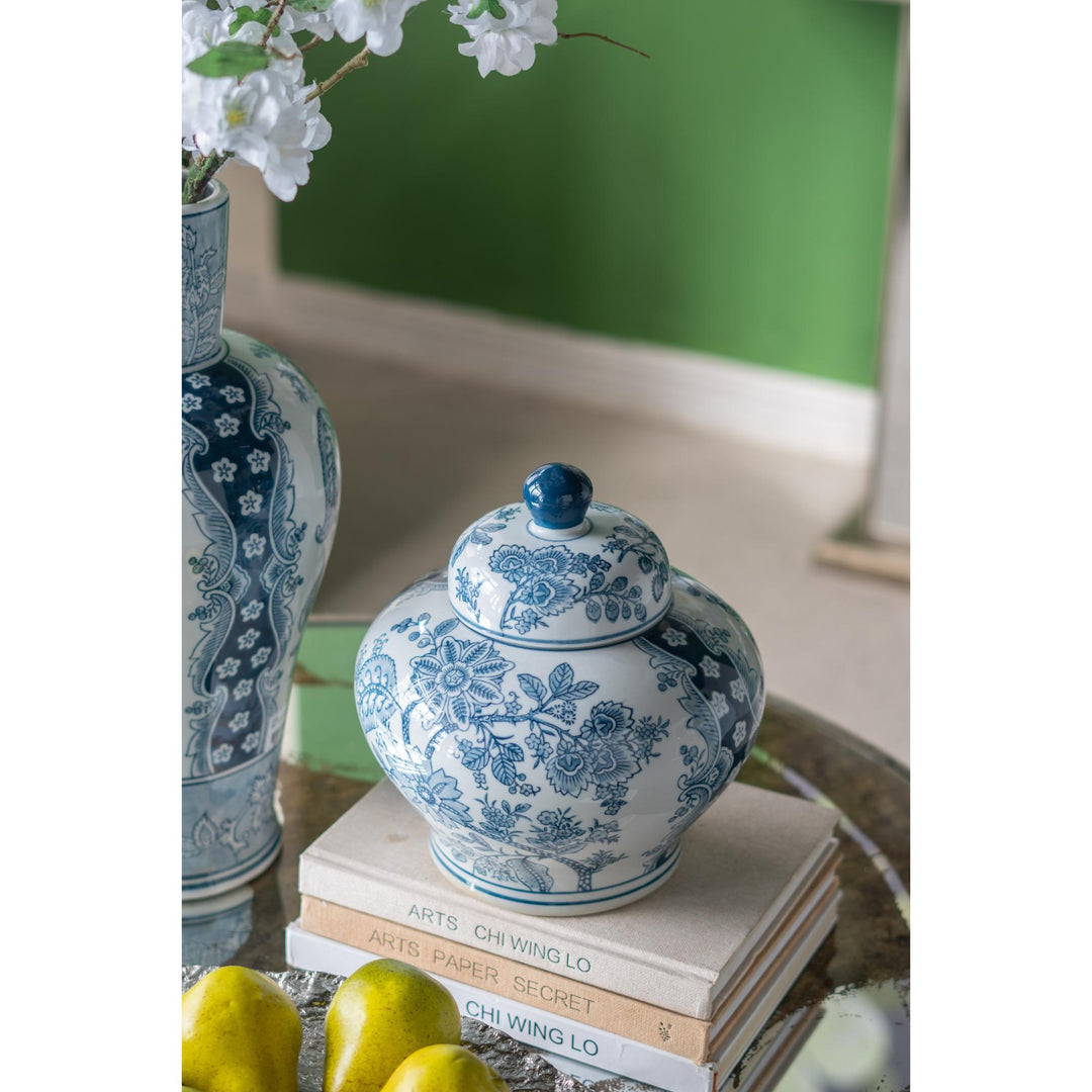 Porcelain Blue & White Lidded Jar - Destination Interiors
