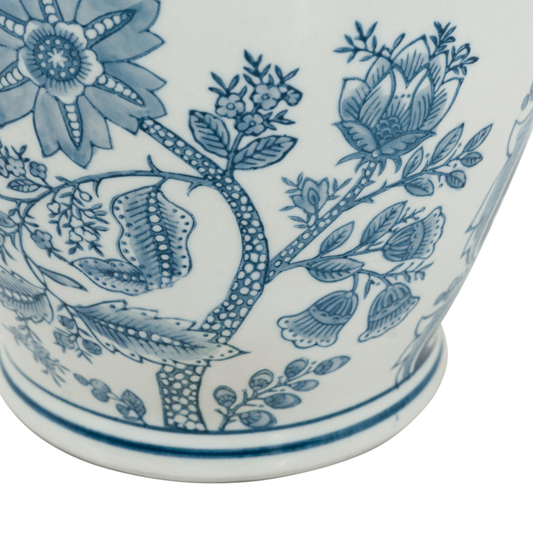 Porcelain Blue & White Round Vase - Destination Interiors