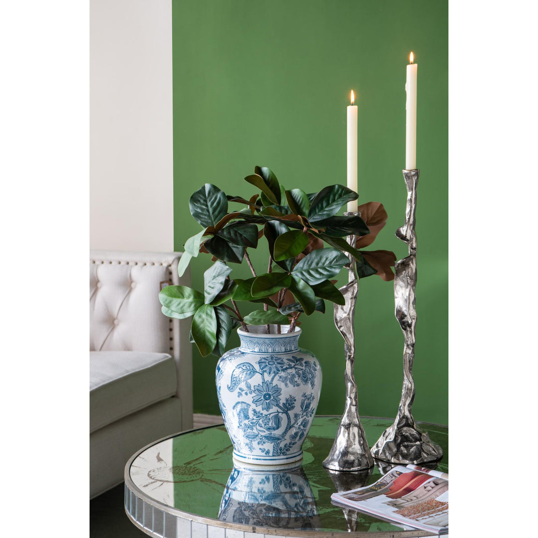 Porcelain Blue & White Round Vase - Destination Interiors
