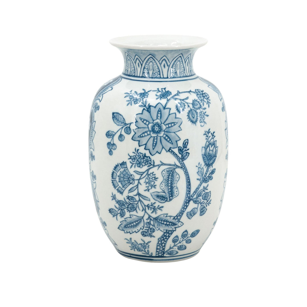 Porcelain Blue & White Tall Vase - Destination Interiors