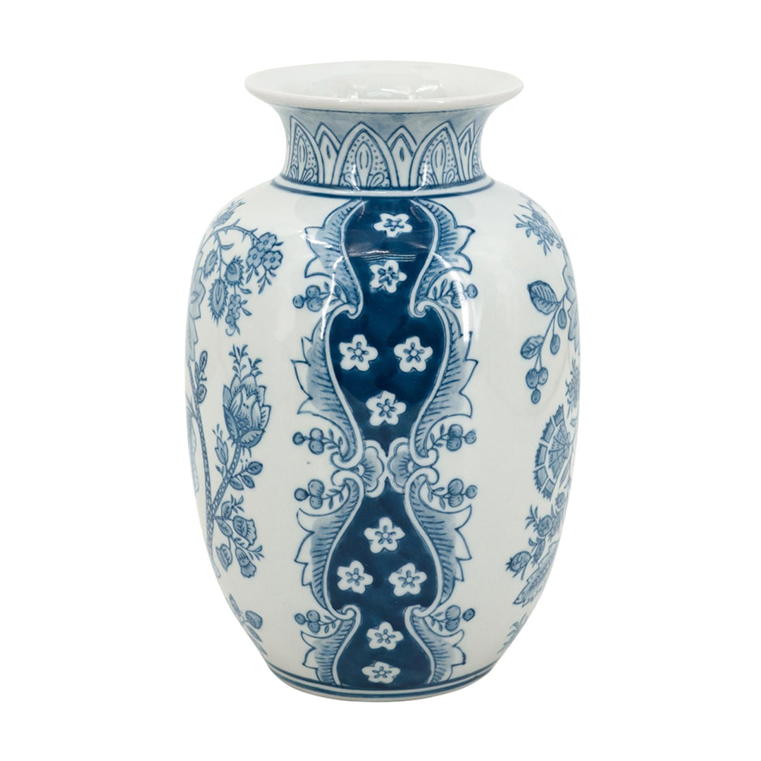 Porcelain Blue & White Tall Vase - Destination Interiors