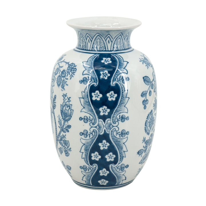 Porcelain Blue & White Tall Vase - Destination Interiors
