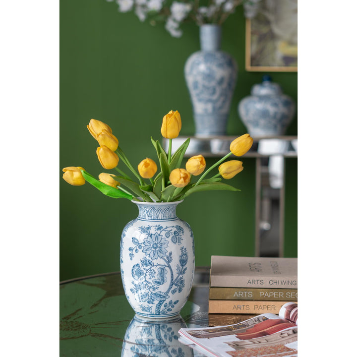 Porcelain Blue & White Tall Vase - Destination Interiors