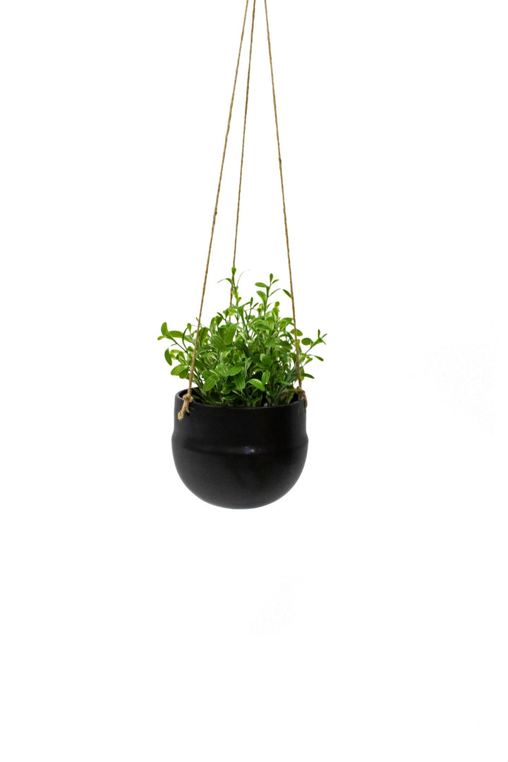 Porcelain Hanging Pot Black - Destination Interiors