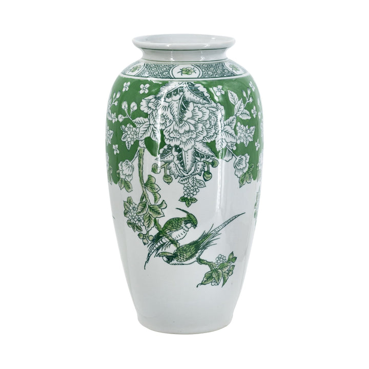 PORCELAIN VASE GREEN & WHITE - Destination Interiors