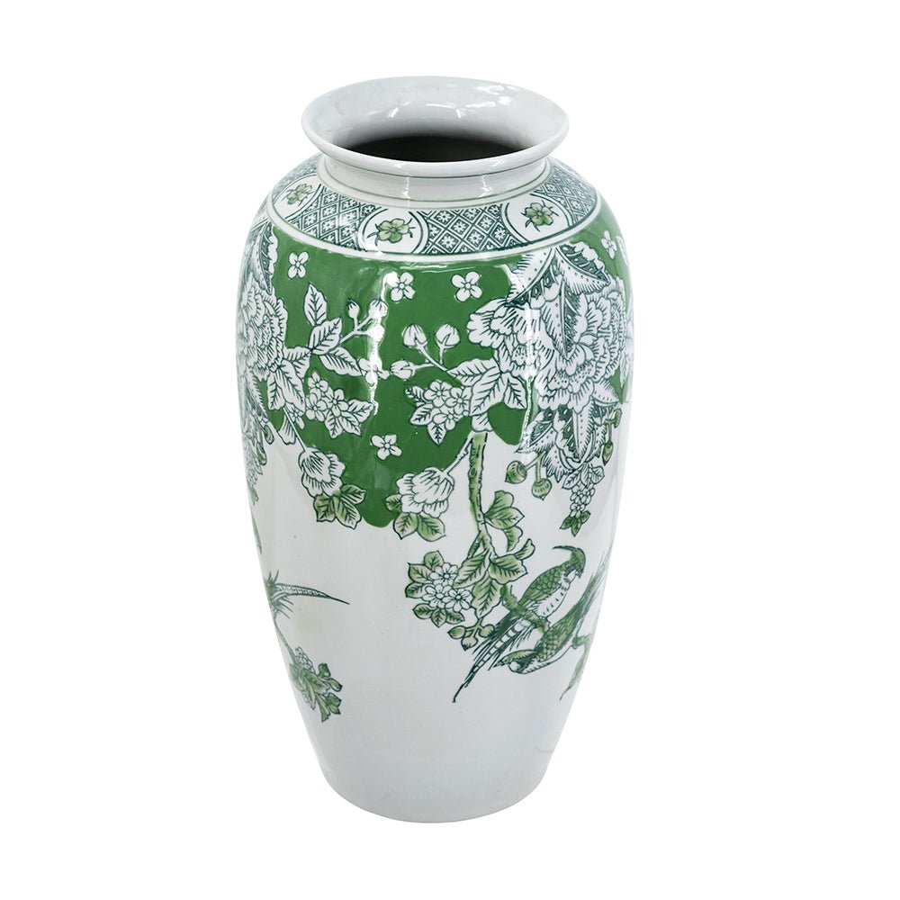 PORCELAIN VASE GREEN & WHITE - Destination Interiors