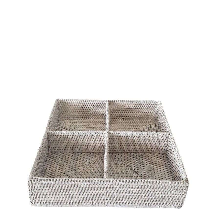 Rattan 4 Compartment Organizer - Destination Interiors