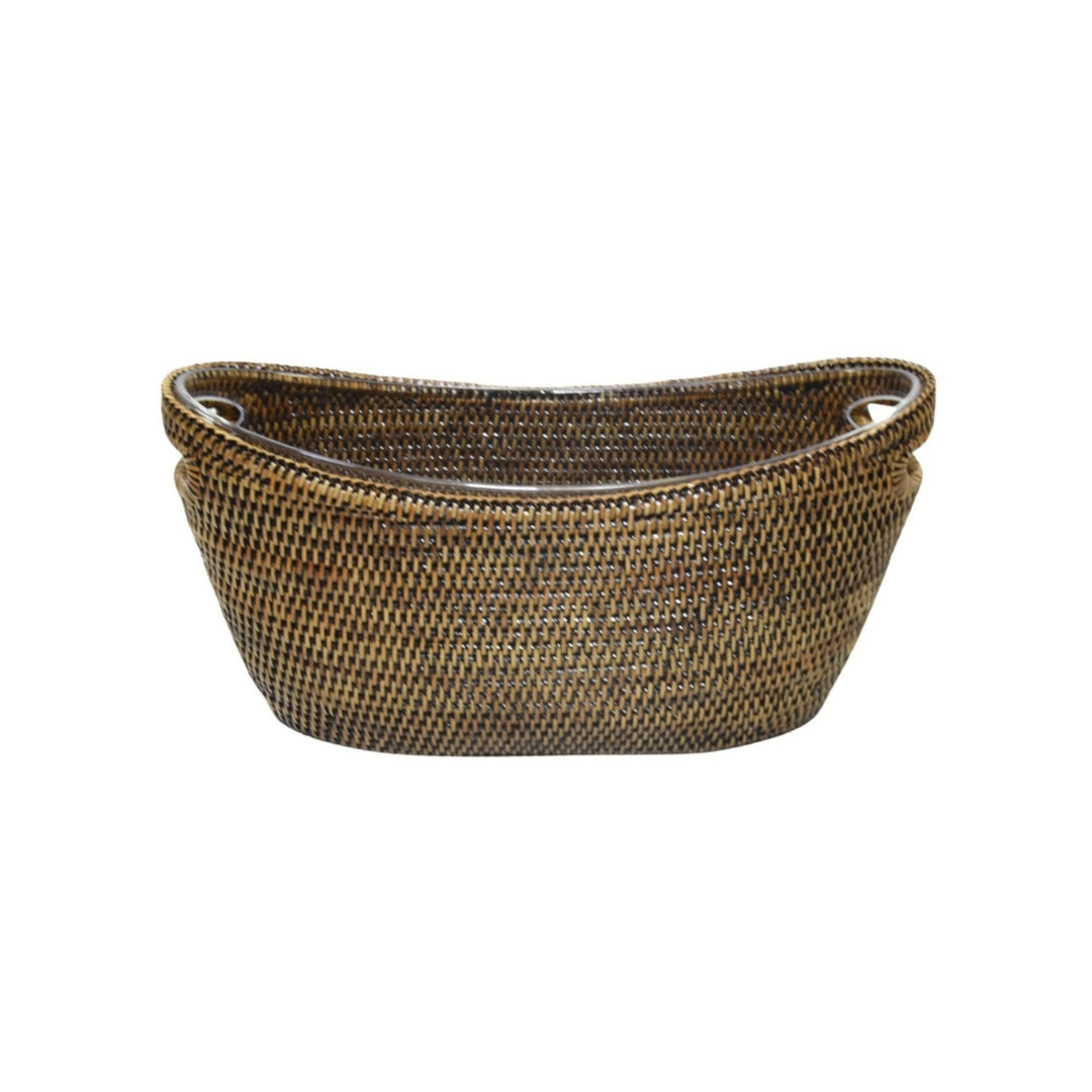 Rattan Boat Drinks Holder Brown - Destination Interiors
