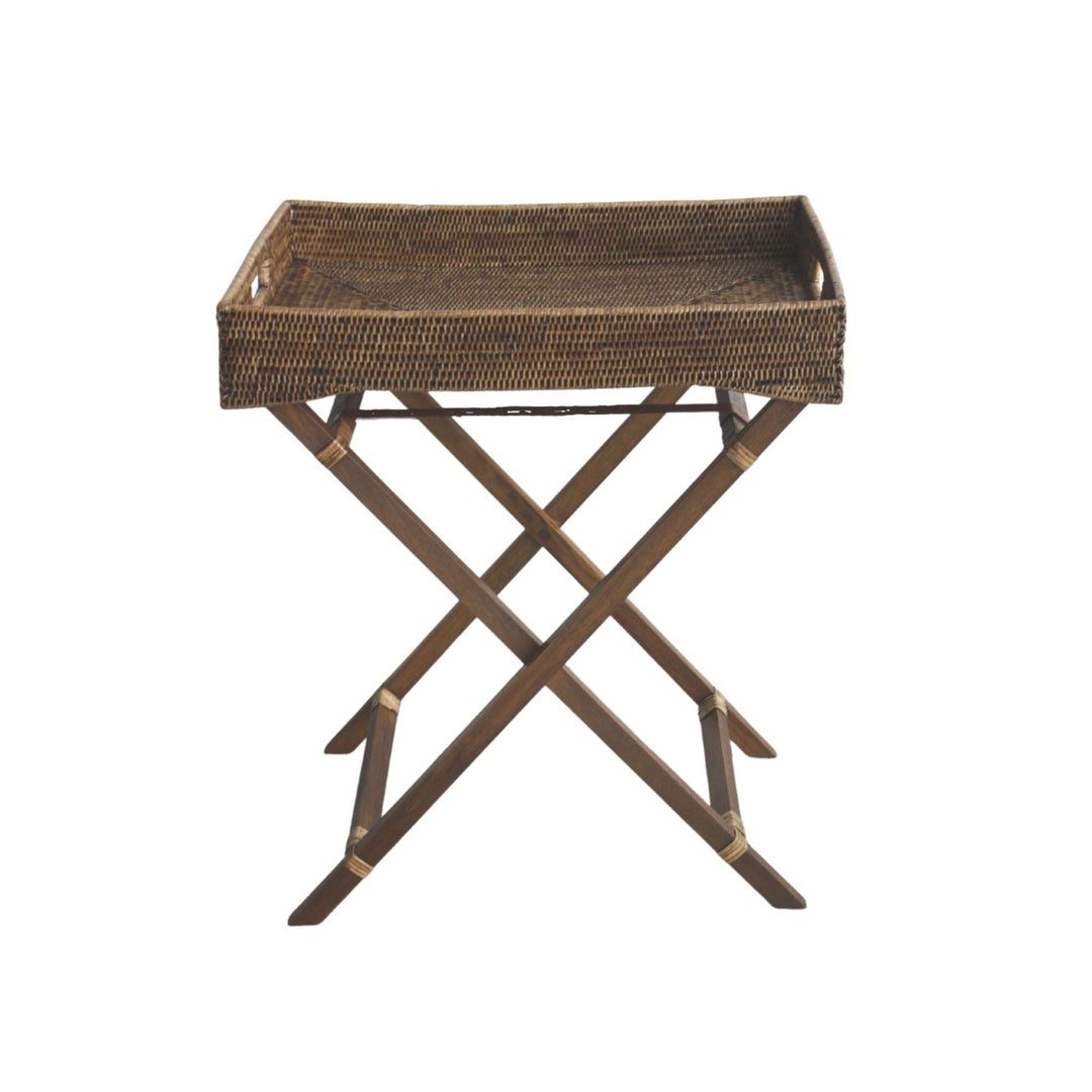Rattan Butlers Tray Table Brown - Destination Interiors