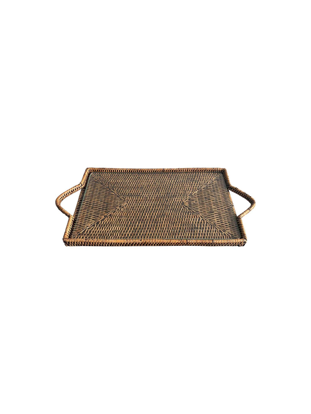 Rattan Cheese Tray with Glass Insert - Destination Interiors