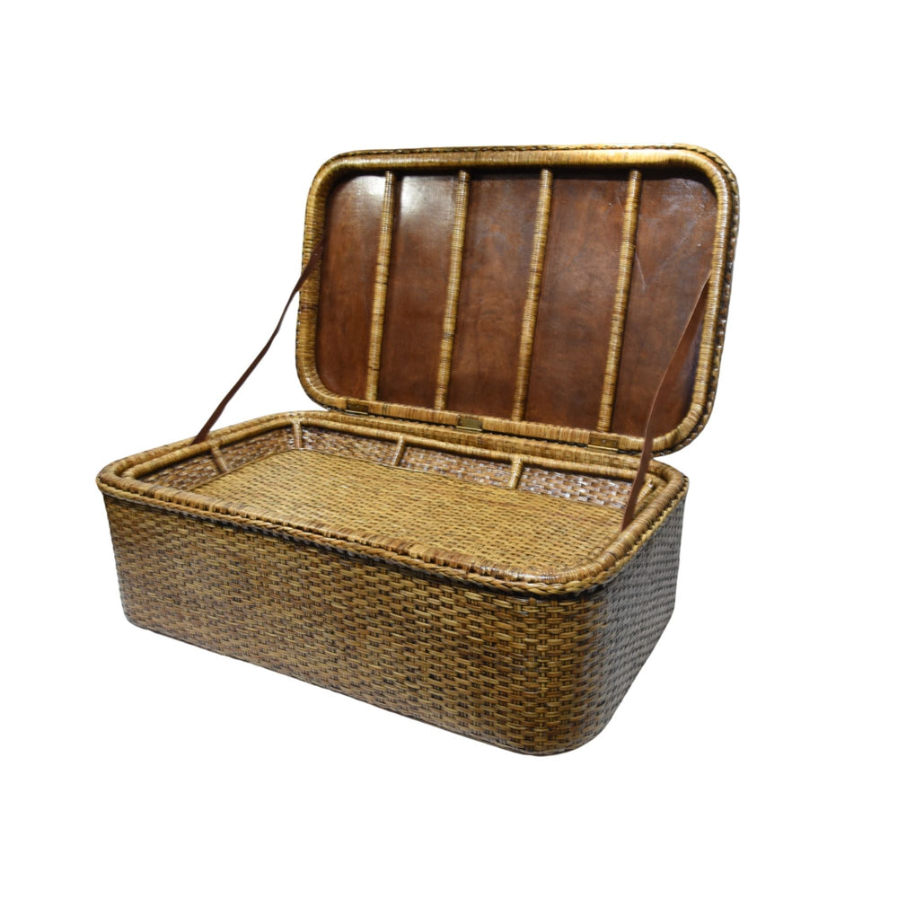 Rattan Coffee Table Chest Brown - Destination Interiors