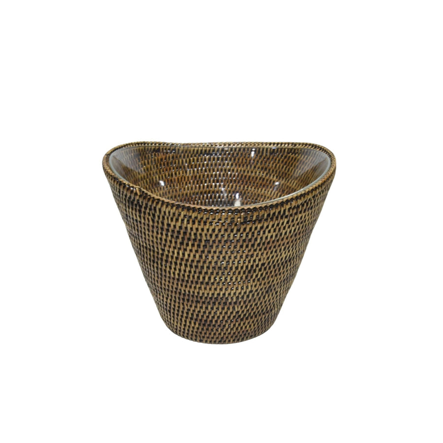 Rattan Double Drinks Holder Brown - Destination Interiors