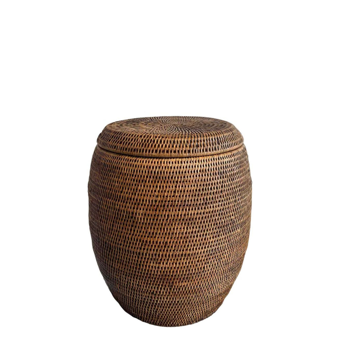 Rattan Drum Laundry Stool - Destination Interiors