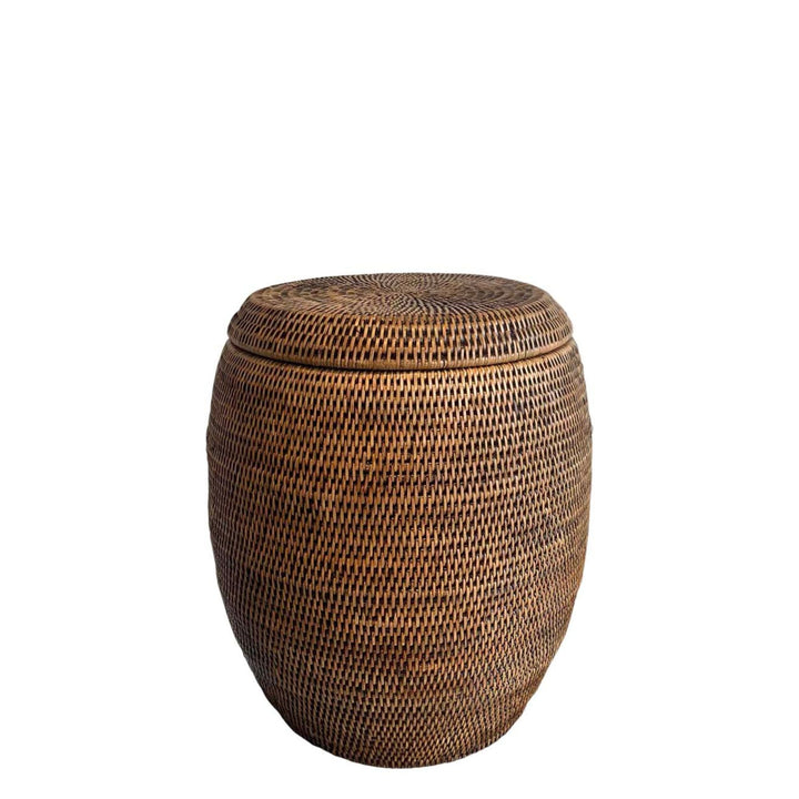 Rattan Drum Laundry Stool - Destination Interiors