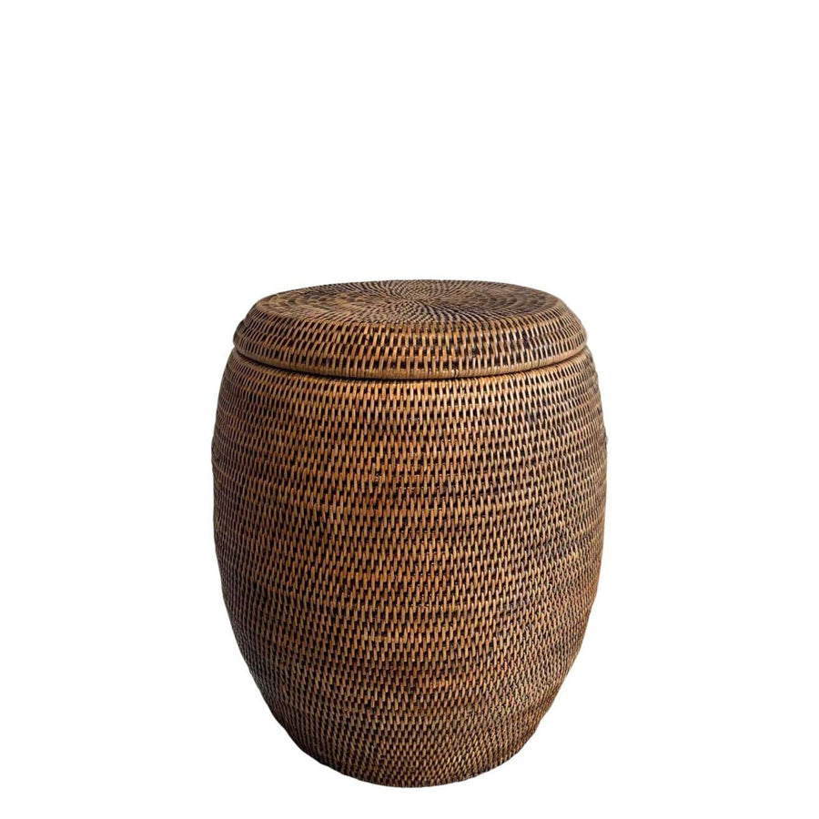 Rattan Drum Laundry Stool - Destination Interiors