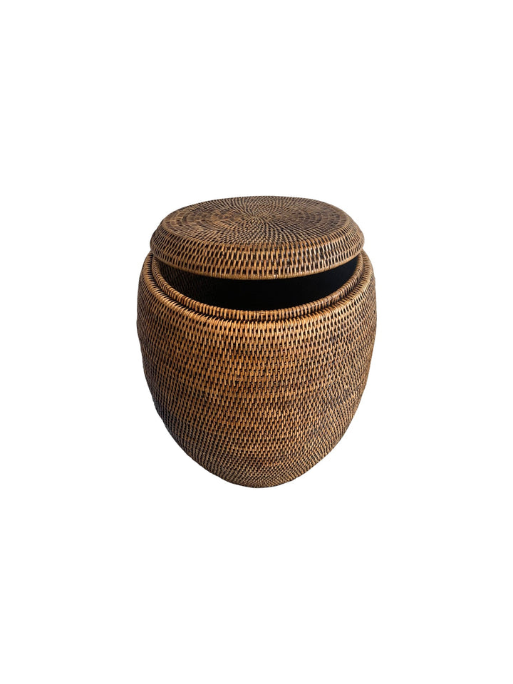 Rattan Drum Laundry Stool - Destination Interiors