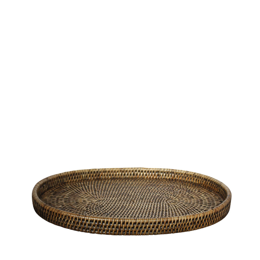 Rattan Oval Tray Brown Large - Destination Interiors