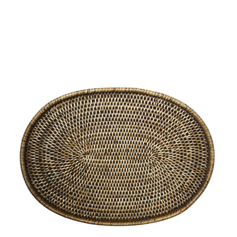 Rattan Oval Tray Brown Large - Destination Interiors