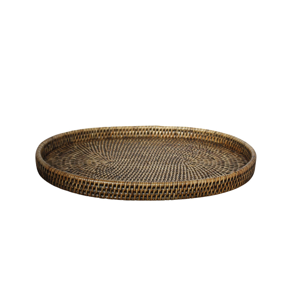 Rattan Oval Tray Brown LGE - Destination Interiors