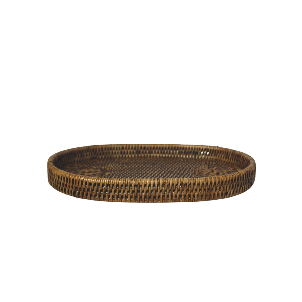 Rattan Oval Tray Brown MED - Destination Interiors
