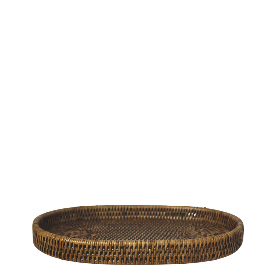 Rattan Oval Tray Brown Medium - Destination Interiors