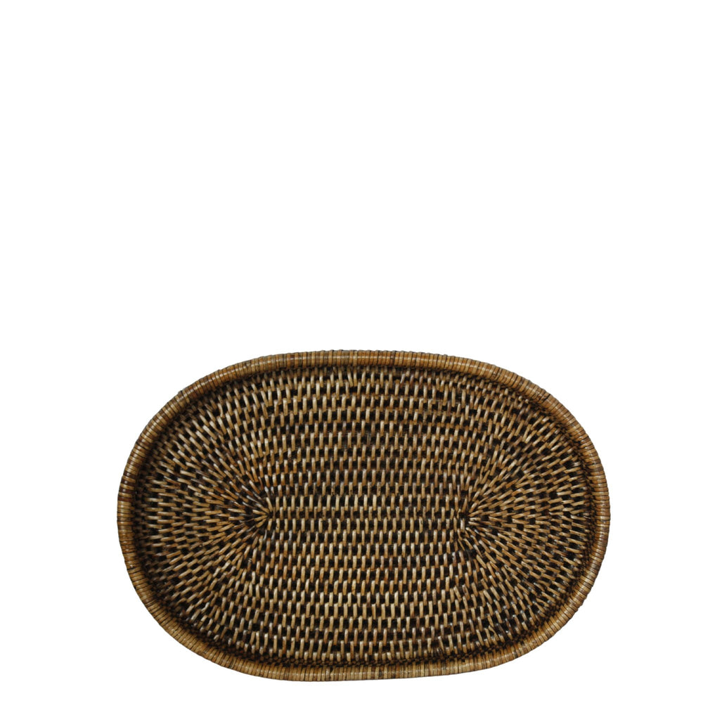 Rattan Oval Tray Brown Medium - Destination Interiors