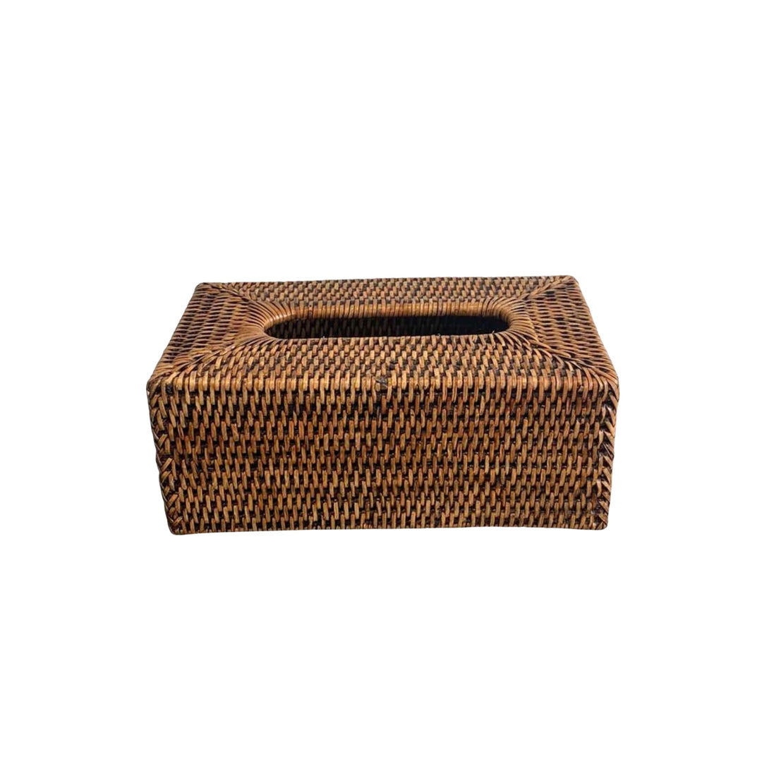Rattan Rectangle Tissue Box Cover Brown - Destination Interiors